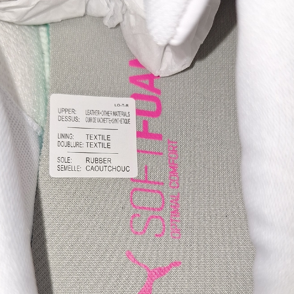 NWOB Puma Women's White Sneakers with Pink and Blue Gradient Sole - Picture 4 of 7